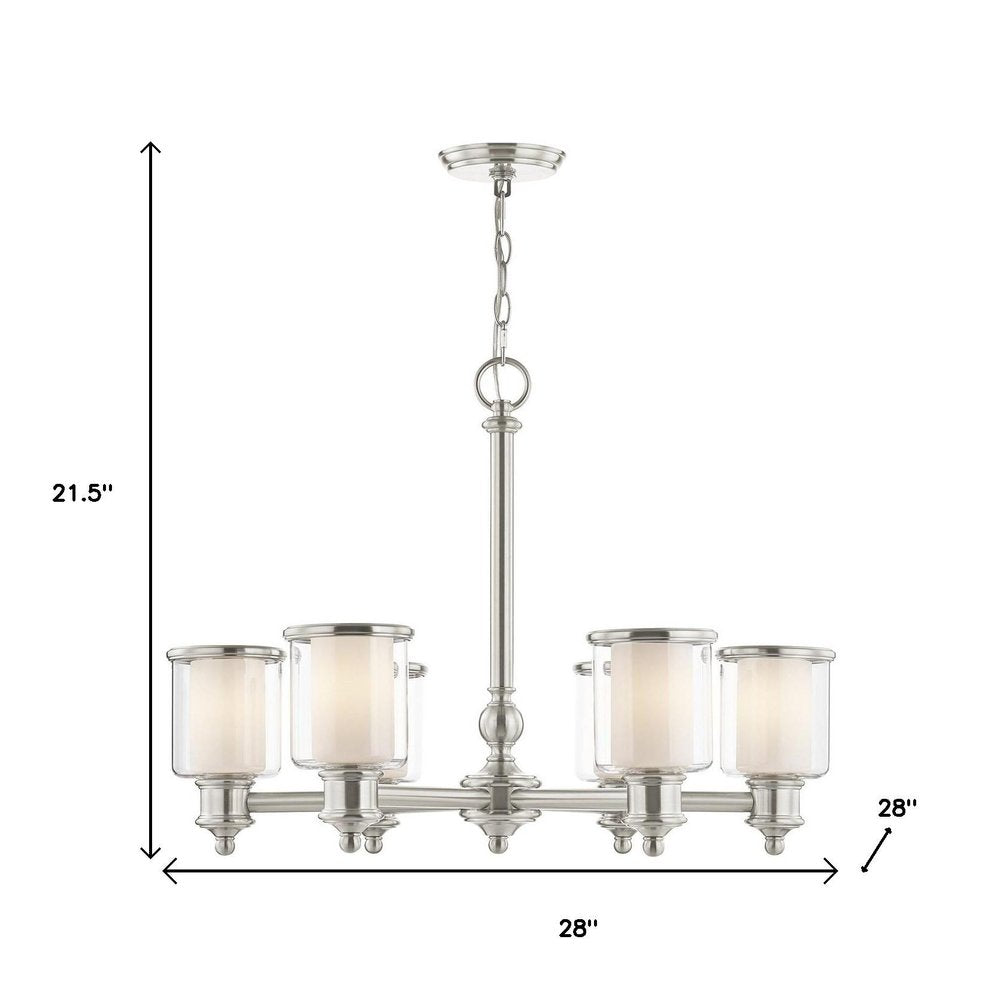 Nickel Six Light Metal Dimmable Chandelier With Shades HomeRoots