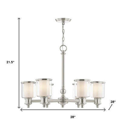 Nickel Six Light Metal Dimmable Chandelier With Shades HomeRoots