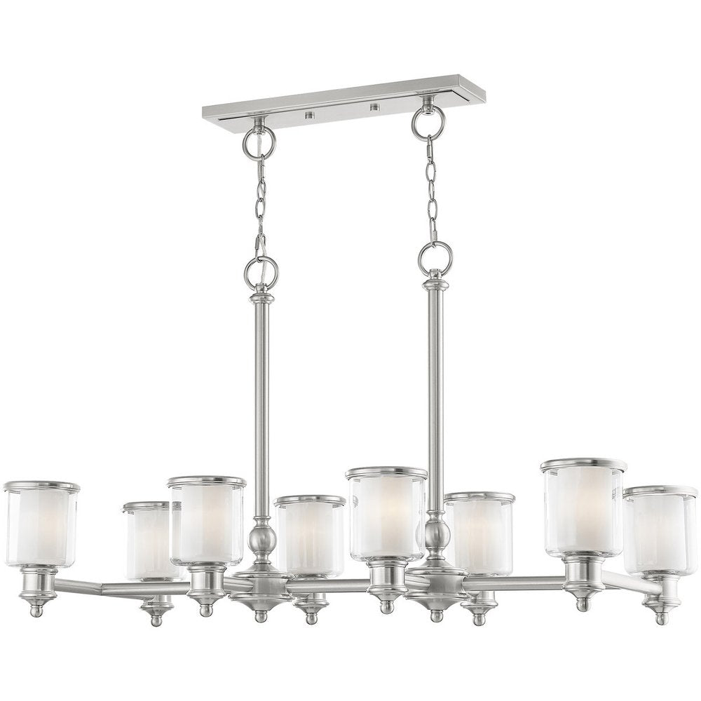 Nickel Eight Light Metal Dimmable Chandelier With Shades HomeRoots