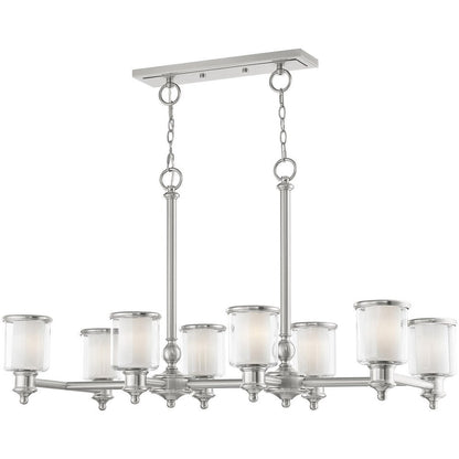 Nickel Eight Light Metal Dimmable Chandelier With Shades HomeRoots