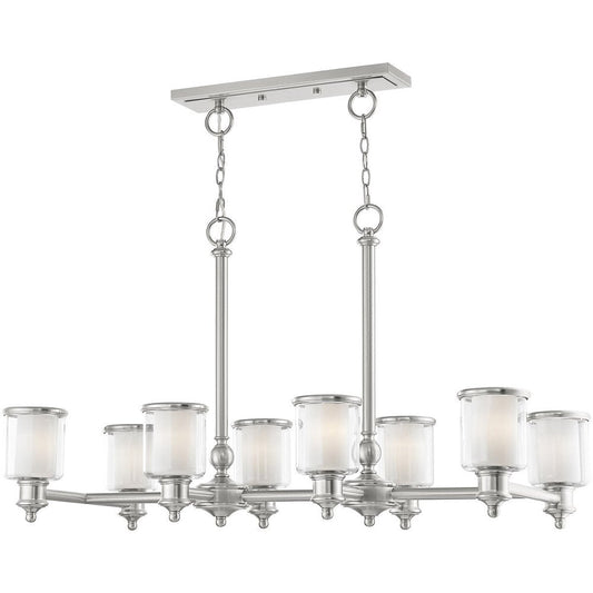 Nickel Eight Light Metal Dimmable Chandelier With Shades HomeRoots