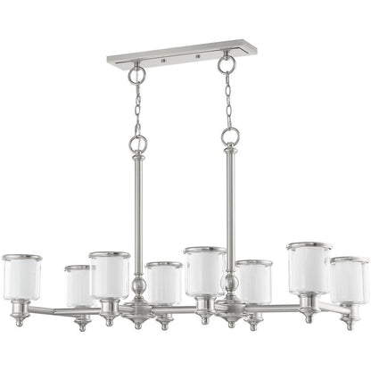 Nickel Eight Light Metal Dimmable Chandelier With Shades HomeRoots