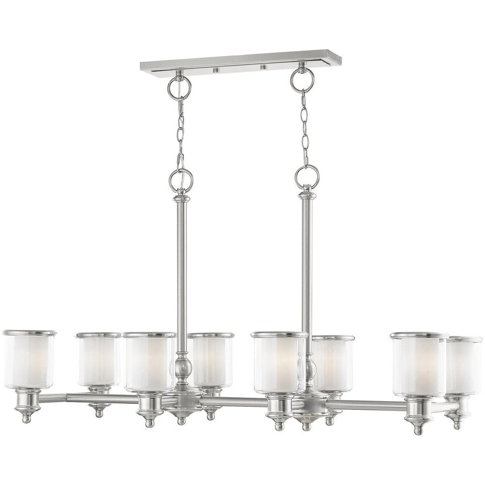 Nickel Eight Light Metal Dimmable Chandelier With Shades HomeRoots