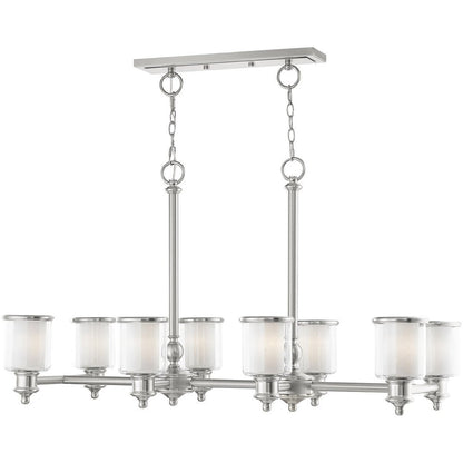 Nickel Eight Light Metal Dimmable Chandelier With Shades HomeRoots