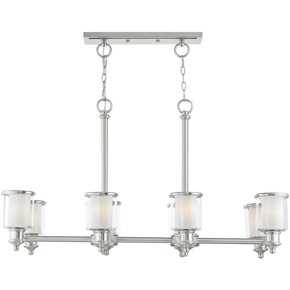 Nickel Eight Light Metal Dimmable Chandelier With Shades HomeRoots