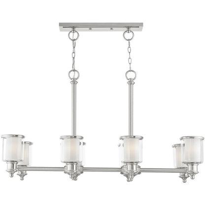 Nickel Eight Light Metal Dimmable Chandelier With Shades HomeRoots