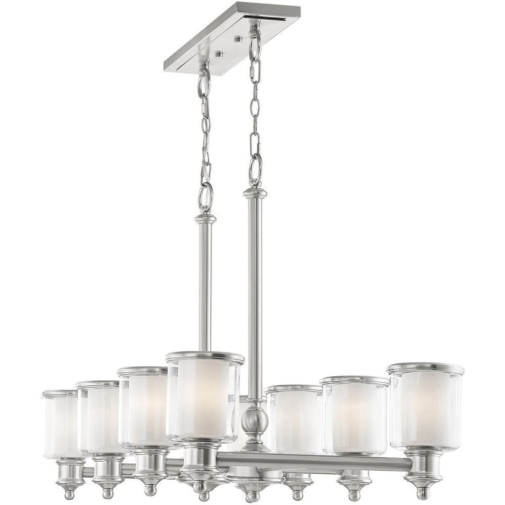 Nickel Eight Light Metal Dimmable Chandelier With Shades HomeRoots