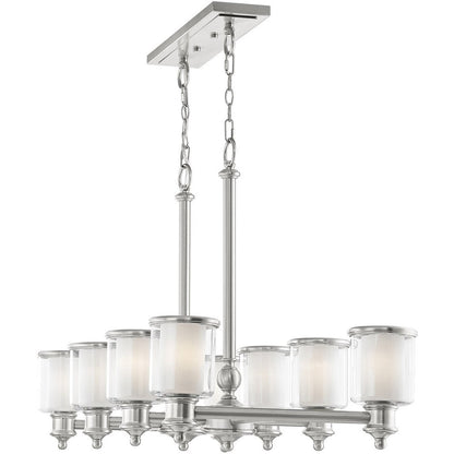 Nickel Eight Light Metal Dimmable Chandelier With Shades HomeRoots