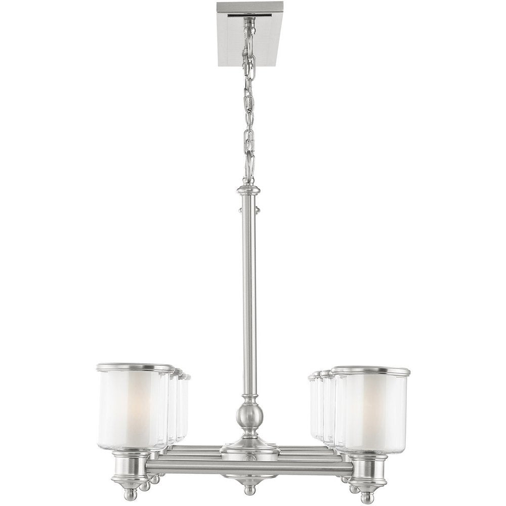 Nickel Eight Light Metal Dimmable Chandelier With Shades HomeRoots