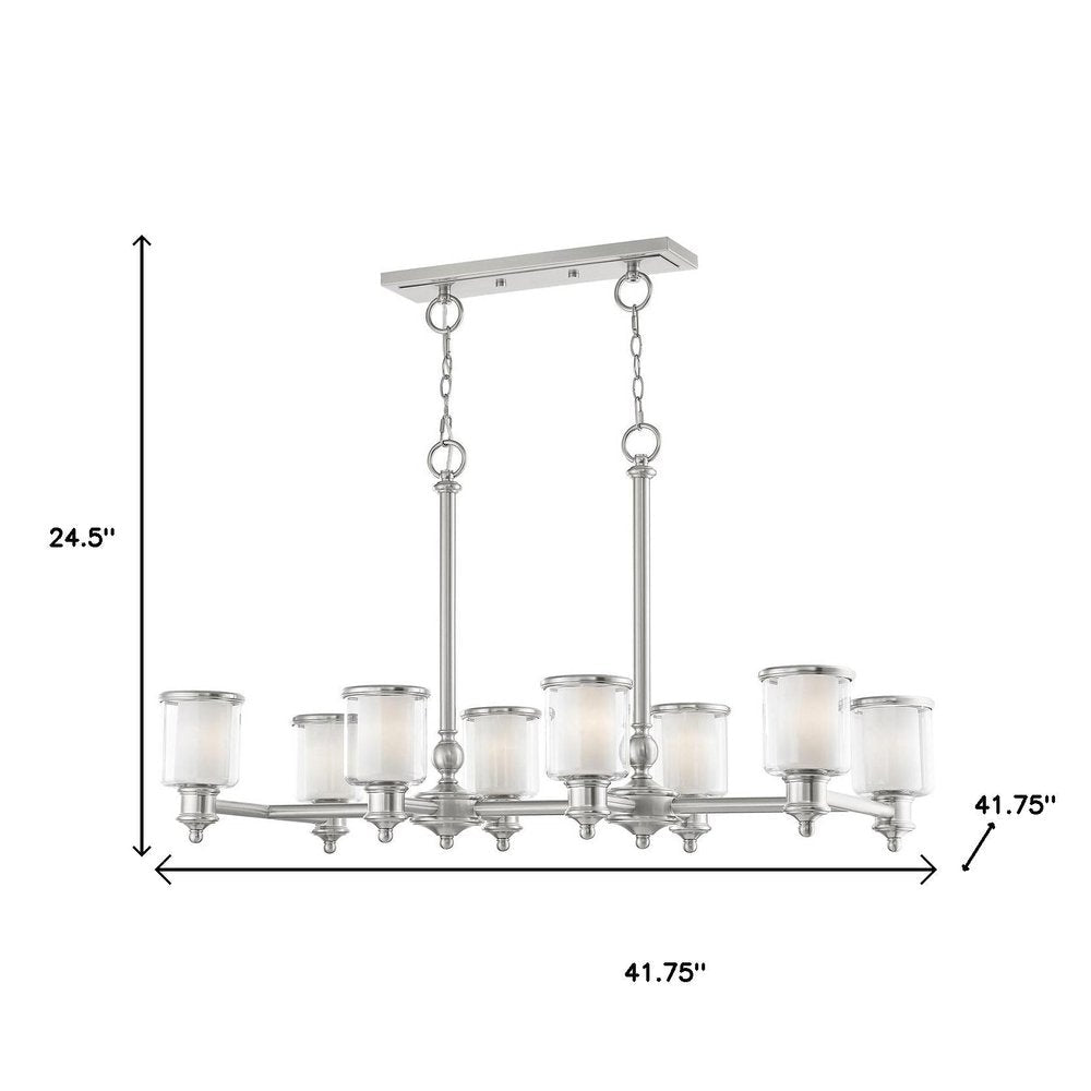 Nickel Eight Light Metal Dimmable Chandelier With Shades HomeRoots
