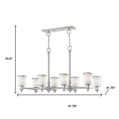 Nickel Eight Light Metal Dimmable Chandelier With Shades HomeRoots