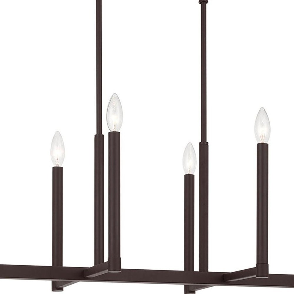 Bronze Eight Light Metal Dimmable Chandelier With Shades HomeRoots