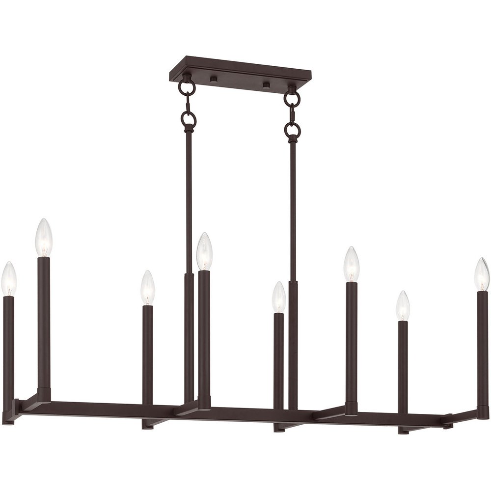 Bronze Eight Light Metal Dimmable Chandelier With Shades HomeRoots