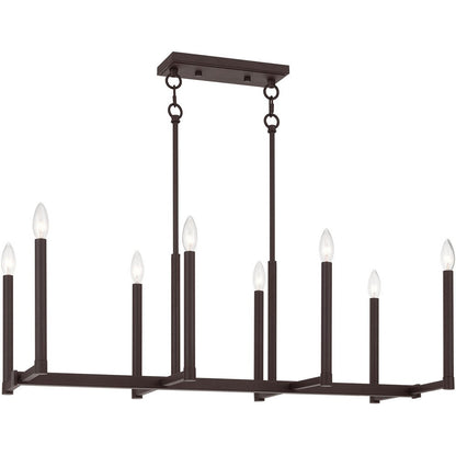 Bronze Eight Light Metal Dimmable Chandelier With Shades HomeRoots