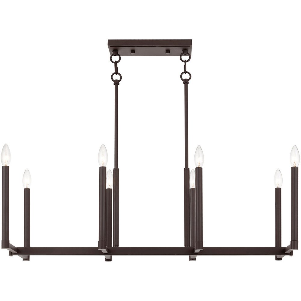 Bronze Eight Light Metal Dimmable Chandelier With Shades HomeRoots