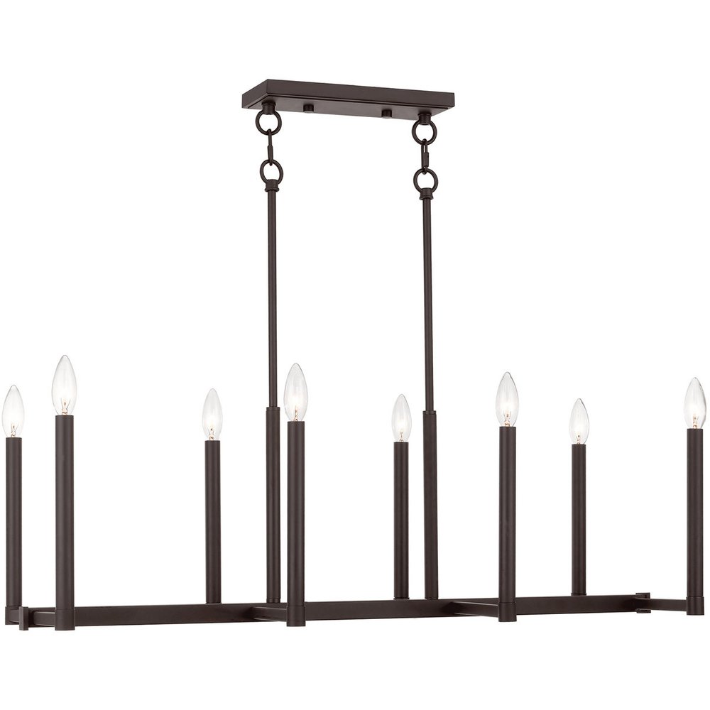 Bronze Eight Light Metal Dimmable Chandelier With Shades HomeRoots