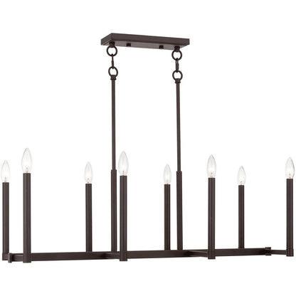 Bronze Eight Light Metal Dimmable Chandelier With Shades HomeRoots