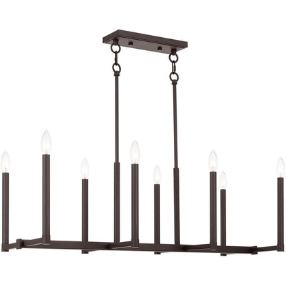Bronze Eight Light Metal Dimmable Chandelier With Shades HomeRoots