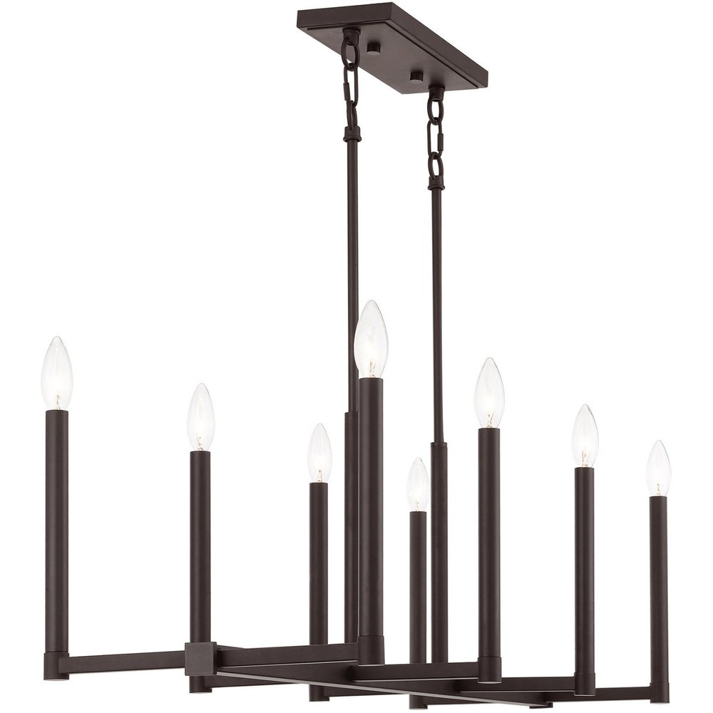 Bronze Eight Light Metal Dimmable Chandelier With Shades HomeRoots