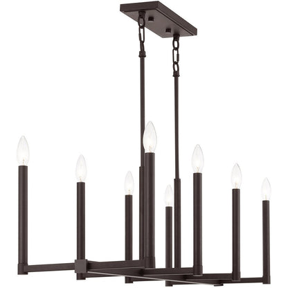 Bronze Eight Light Metal Dimmable Chandelier With Shades HomeRoots