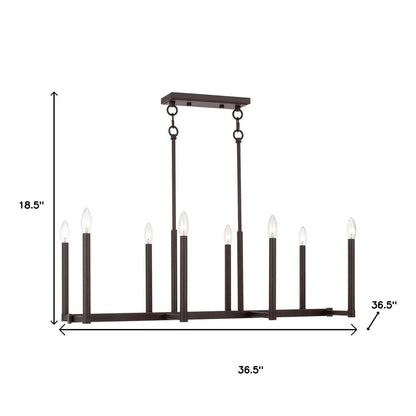 Bronze Eight Light Metal Dimmable Chandelier With Shades HomeRoots