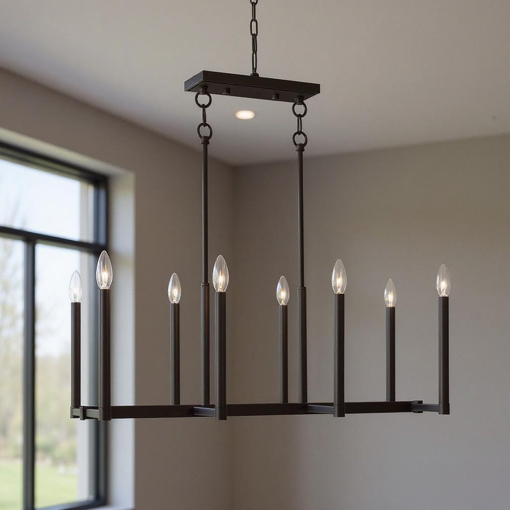 Bronze Eight Light Metal Dimmable Chandelier With Shades HomeRoots