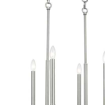 Nickel Eight Light Metal Dimmable Chandelier With Shades HomeRoots