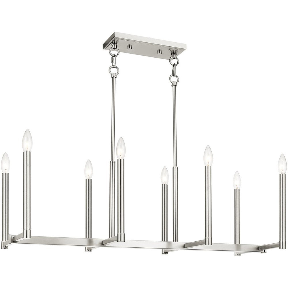 Nickel Eight Light Metal Dimmable Chandelier With Shades HomeRoots