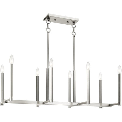 Nickel Eight Light Metal Dimmable Chandelier With Shades HomeRoots