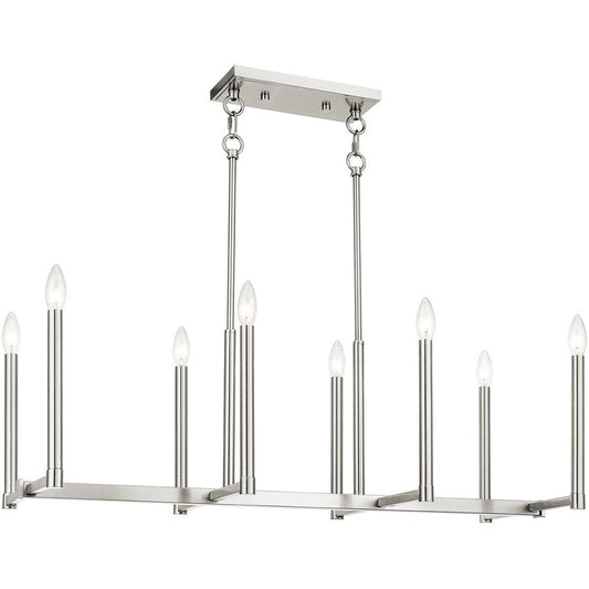 Nickel Eight Light Metal Dimmable Chandelier With Shades HomeRoots