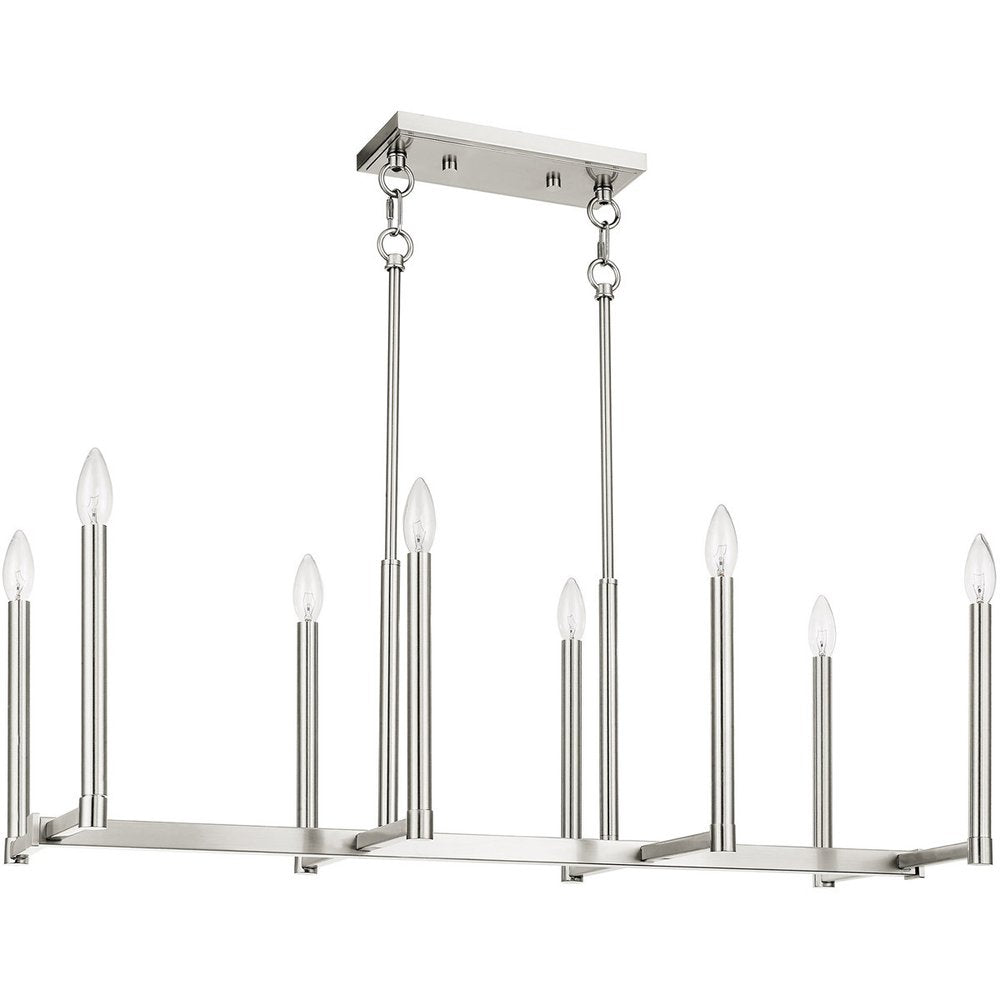 Nickel Eight Light Metal Dimmable Chandelier With Shades HomeRoots