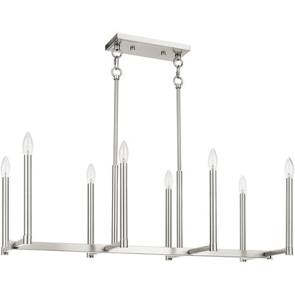 Nickel Eight Light Metal Dimmable Chandelier With Shades HomeRoots