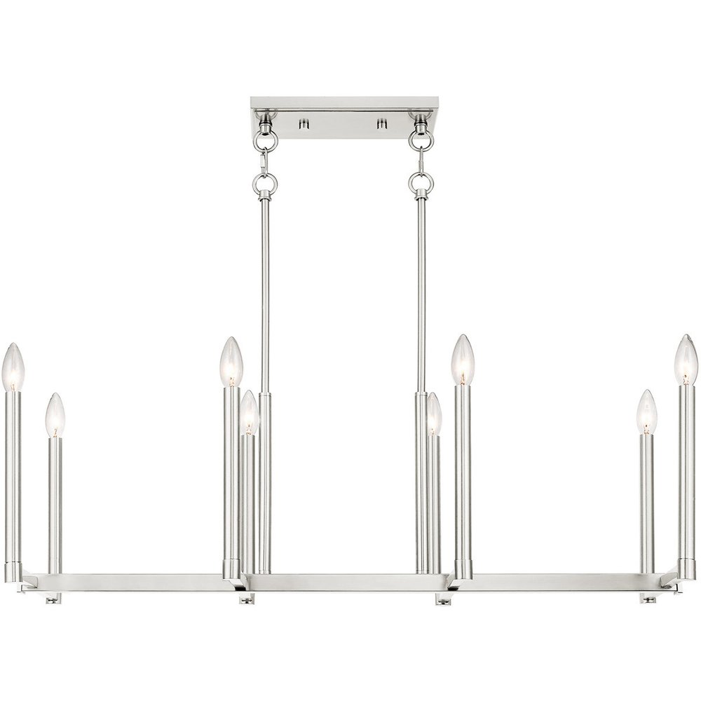 Nickel Eight Light Metal Dimmable Chandelier With Shades HomeRoots