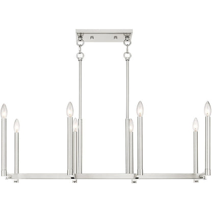 Nickel Eight Light Metal Dimmable Chandelier With Shades HomeRoots