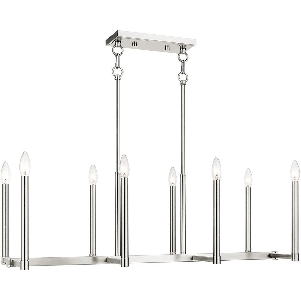 Nickel Eight Light Metal Dimmable Chandelier With Shades HomeRoots