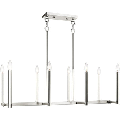 Nickel Eight Light Metal Dimmable Chandelier With Shades HomeRoots