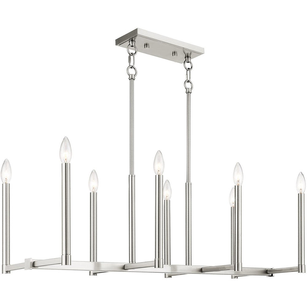 Nickel Eight Light Metal Dimmable Chandelier With Shades HomeRoots
