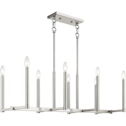 Nickel Eight Light Metal Dimmable Chandelier With Shades HomeRoots