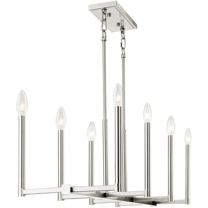 Nickel Eight Light Metal Dimmable Chandelier With Shades HomeRoots