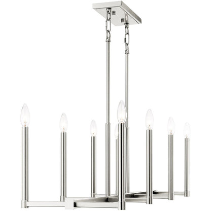 Nickel Eight Light Metal Dimmable Chandelier With Shades HomeRoots