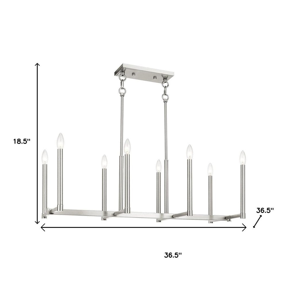 Nickel Eight Light Metal Dimmable Chandelier With Shades HomeRoots