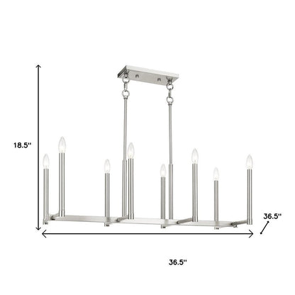 Nickel Eight Light Metal Dimmable Chandelier With Shades HomeRoots