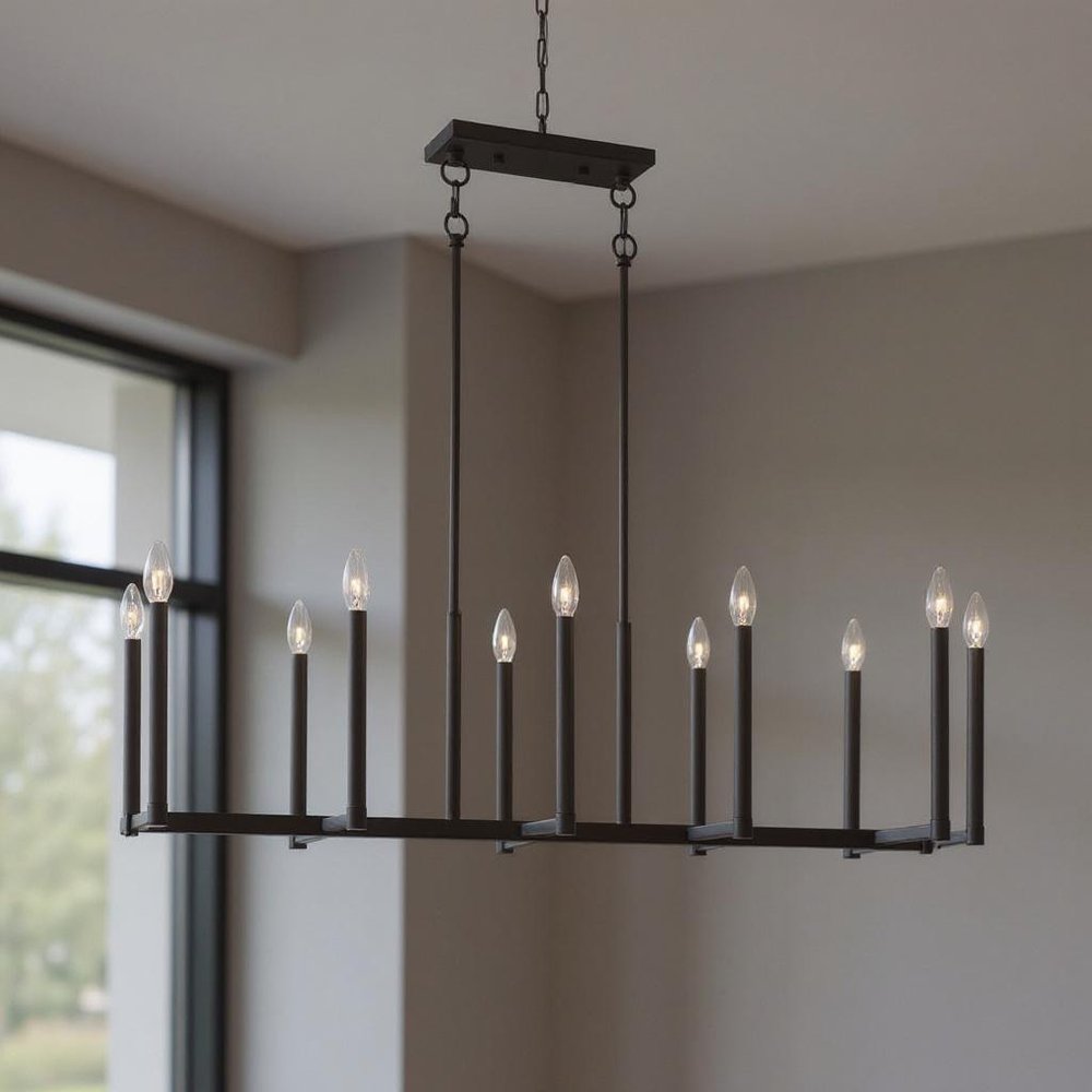 Bronze Ten Light Metal Dimmable Chandelier With Shades HomeRoots