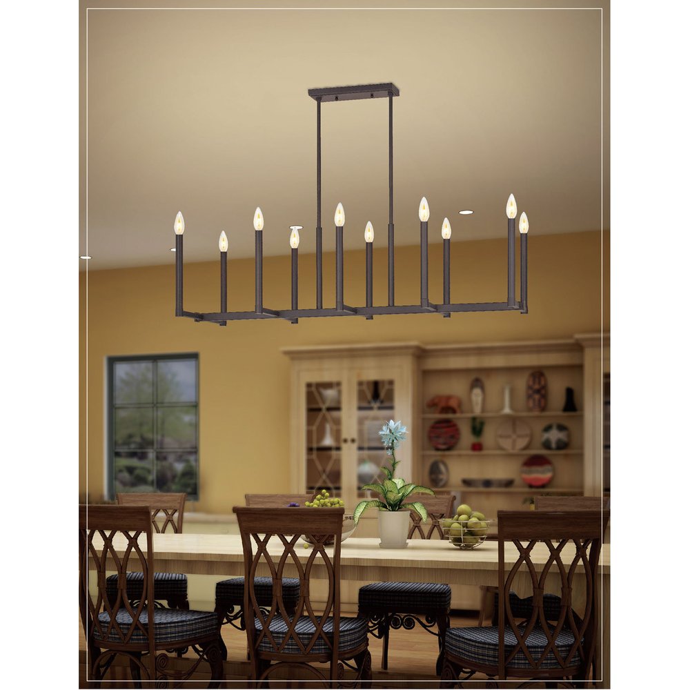 Bronze Ten Light Dimmable Chandelier With Shades HomeRoots