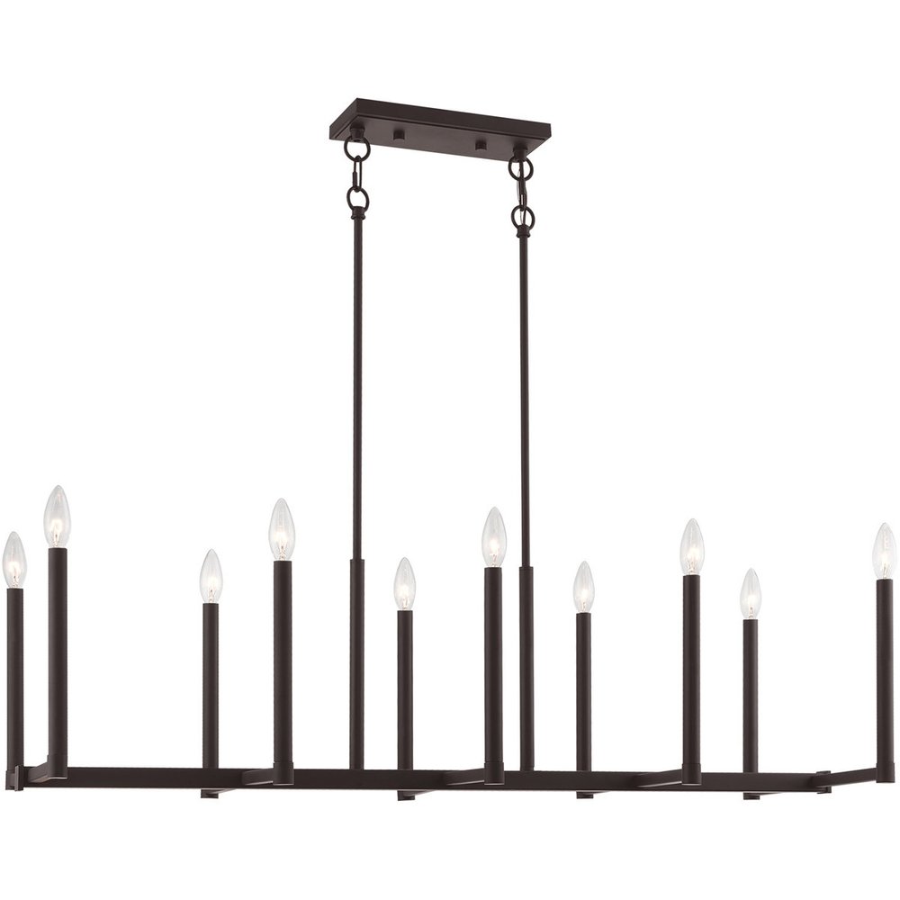 Bronze Ten Light Metal Dimmable Chandelier With Shades HomeRoots
