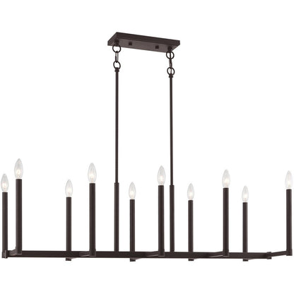 Bronze Ten Light Metal Dimmable Chandelier With Shades HomeRoots