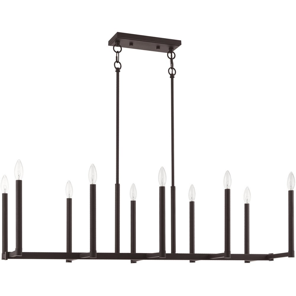 Bronze Ten Light Metal Dimmable Chandelier With Shades HomeRoots