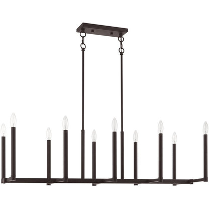 Bronze Ten Light Metal Dimmable Chandelier With Shades HomeRoots