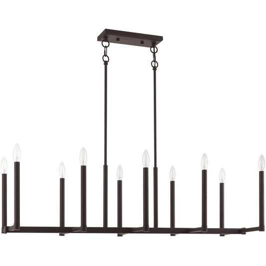 Bronze Ten Light Metal Dimmable Chandelier With Shades HomeRoots
