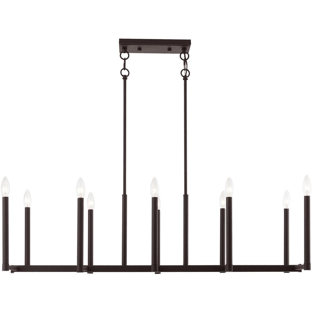 Bronze Ten Light Metal Dimmable Chandelier With Shades HomeRoots